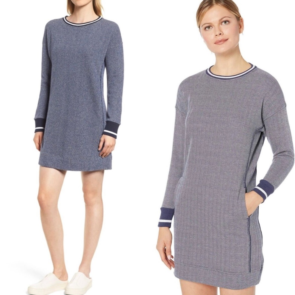 Vineyard Vines Blue and Navy Striped-Trim Sweater Dress